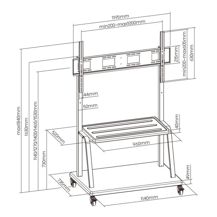 Ewent EW1541 Supporto per display espositivi 3,05 m (120'') Nero — immagine 3 di 3