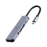 Gembird A-CM-COMBO5-02 replicatore di porte e docking station per laptop Cablato USB 3.2 Gen 1 (3.1 Gen 1) Type-C Argento