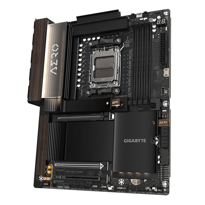 GIGABYTE X870E AERO X3D DARK WOOD Scheda Madre – Supporta CPU AMD Ryzen 9000, VRM digitale a 16+2+2 fasi, fino a 9000 Hz — immagine 4 di 14