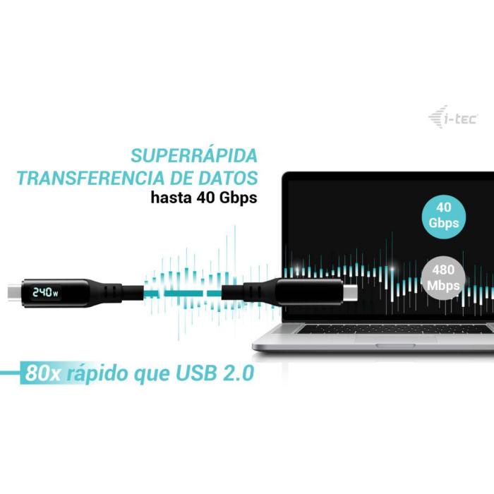 i-tec Thunderbolt 4/USB4 Class Pro Cable 240W with LCD (40 Gbps, 150 cm) — immagine 18 di 18