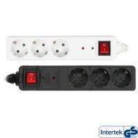InLine Multipresa 3x Shucko, con interruttore, protezione, bianco, 1,5m