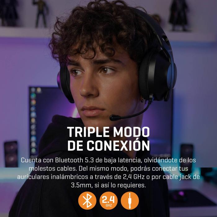 Krom Phase Auricolare Con cavo e senza cavo A Padiglione Gaming USB tipo-C Bluetooth Nero — immagine 13 di 30