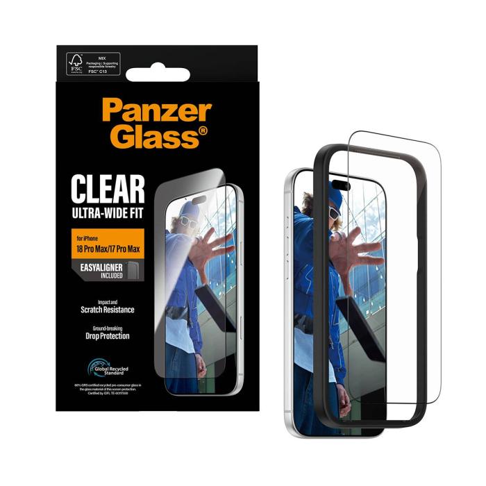 PanzerGlass ® Screen Protector iPhone 18 Pro Max | 17 Pro Max | Ultra-Wide Fit w. EasyAligner Pellicola proteggischermo — immagine 11 di 12