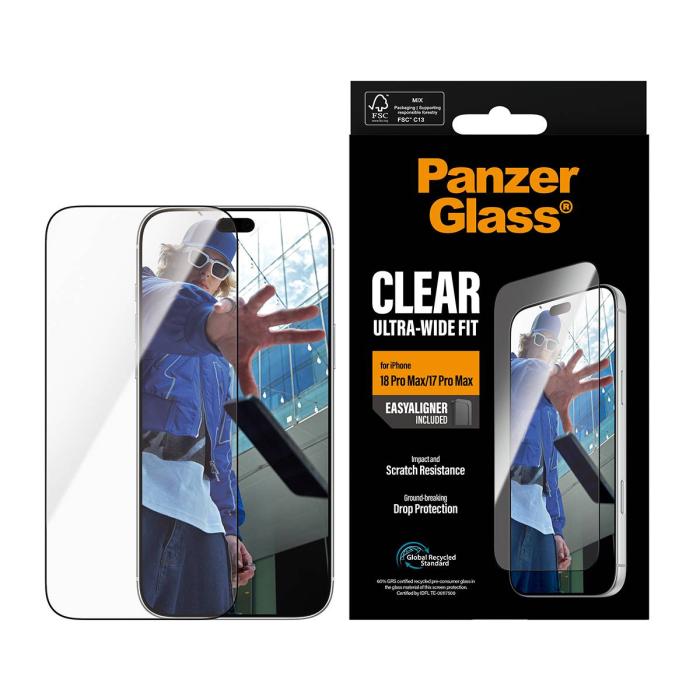 PanzerGlass ® Screen Protector iPhone 18 Pro Max | 17 Pro Max | Ultra-Wide Fit w. EasyAligner Pellicola proteggischermo — immagine 2 di 12