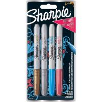 Sharpie 2067107 marcatore permanente Blu, Oro, Rosso, Argento 4 pz