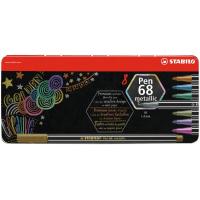 STABILO Pen68 Metallic marcatore Rame, Oro, Blu metallizzato, Verde metallizato, Rosa metallizzato, Viola metallico, Argento
