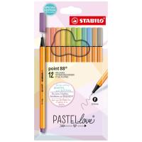 STABILO point 88 marcatore Fine Beige, Blu, Verde, Verde chiaro, Arancione, Pastello, Pesca, Viola, Giallo 12 pz