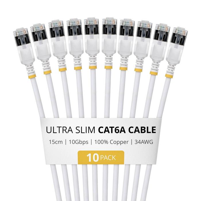 StarTech.com 6ASTP34WHS15CM10PK cavo di rete Bianco 0,15 m Cat6a U/FTP (STP) Rotondo — immagine 7 di 12