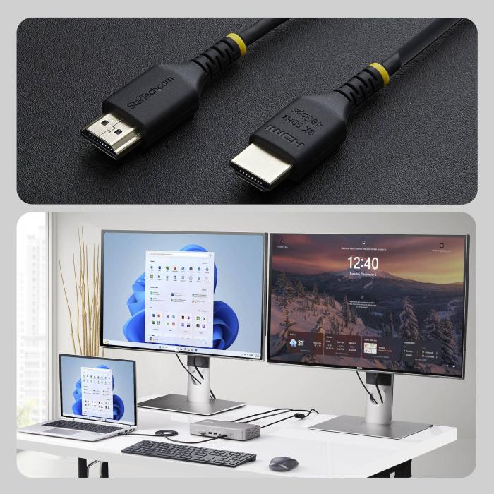 StarTech.com Cavo HDMI 2.1 Ultra High Speed Slim Certificato 50cm, 8K 60Hz / 4K 120Hz, con HDR10+ / eARC, 48Gbps, Cavo HDMI — immagine 3 di 12