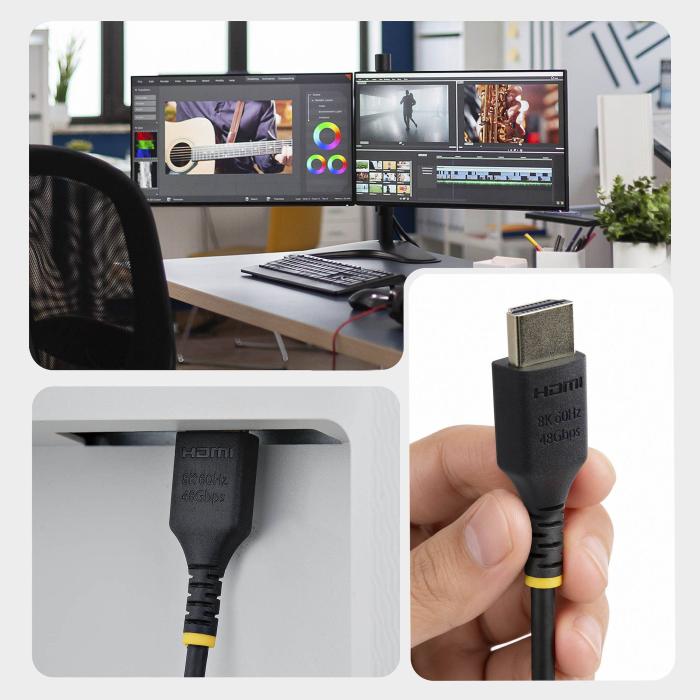 StarTech.com Cavo HDMI 2.1 Ultra High Speed Slim Certificato 50cm, 8K 60Hz / 4K 120Hz, con HDR10+ / eARC, 48Gbps, Cavo HDMI — immagine 2 di 12