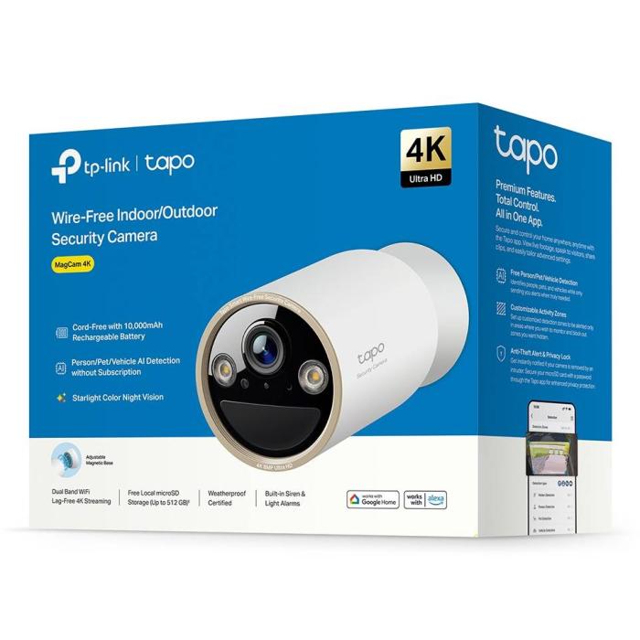 TP-Link Tapo C460 Pallottola (forma) Telecamera di sicurezza IP Esterno 3840 x 2160 Pixel Soffitto/muro — immagine 4 di 8