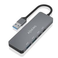AISENS A106-0696 hub de interface USB 3.2 Gen 2 (3.1 Gen 2) Type-A 10000 Mbit/s Cinzento