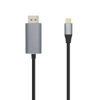 AISENS A109-0394 adaptador de cabo de vídeo 0,8 m DisplayPort USB Type-C Alumínio, Preto