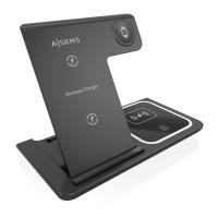 AISENS ASCH-15W3WC043-BK carregador de dispositivos móveis Auscultadores, Telemóvel, Smartphone, Smartwatch Preto USB Carregamento wireless Carregamento rápido Interior