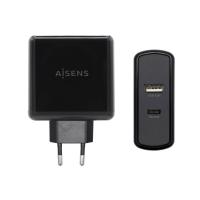 AISENS ASCH-2PD45A-BK carregador de dispositivos móveis GPS, Comandos de jogos, MP3, MP4, Telemóvel, Computador portátil, Smartphone, Tablet Preto AC Carregamento rápido Interior