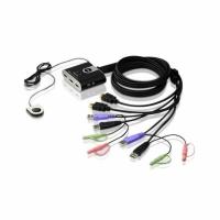 ATEN Switch USB HDMI/Cabo Audio KVM de 2 portas com seletor de porta remota