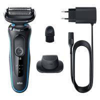 Braun Series 5 51-M1200s máquina de barbear Máquina de barbear com lâminas que se adaptam ao contorno do rosto Aparador Preto, Azul
