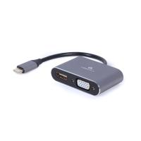 Cablexpert A-USB3C-HDMIVGA-01 adaptador de cabo de vídeo 0,15 m USB Type-C HDMI + VGA (D-Sub) Cinzento