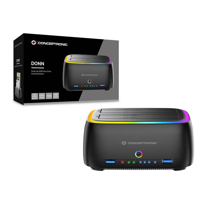 Conceptronic DONN36B Docking Station para Discos Rígidos USB 3.2 Gen 1 (3.1 Gen 1) Type-C Preto — imagem 5 de 10