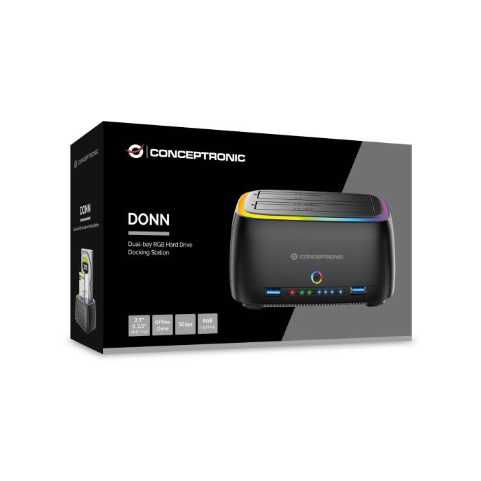 Conceptronic DONN36B Docking Station para Discos Rígidos USB 3.2 Gen 1 (3.1 Gen 1) Type-C Preto — imagem 9 de 10