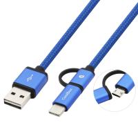 CoolBox COO-CAB-U2MC-BL cabo USB USB 2.0 1 m USB A USB C/Micro-USB B Azul