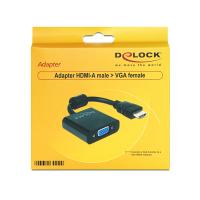 DeLOCK 65512 adaptador de cabo de vídeo 0,254 m VGA (D-Sub) HDMI Type A (Standard) Preto