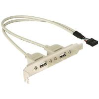 DeLOCK Slotbracket 1x internal USB 5pin > 2x USB2.0 external cabo USB 0,3 m USB A Branco