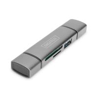 Digitus DA-70886 leitor de cartões USB 3.2 Gen 1 (3.1 Gen 1) Type-A/Type-C Alumínio