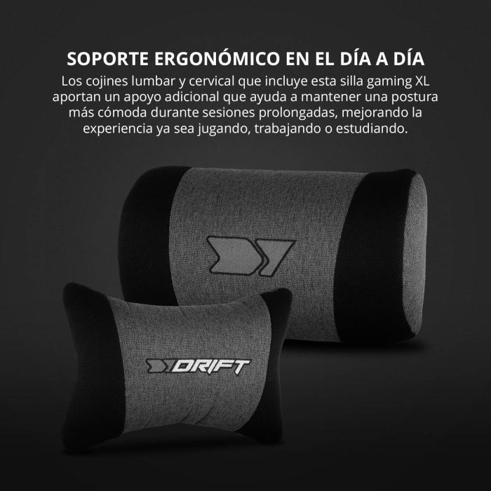 DRIFT DR90XXL cadeira gaiming Cadeira de jogos para PC Assento acolchoado Cinzento, Preto — imagem 26 de 56