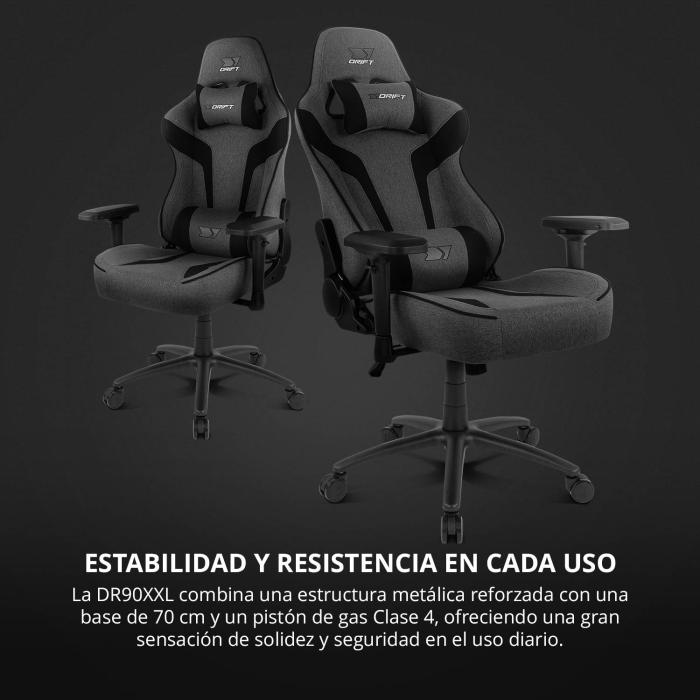 DRIFT DR90XXL cadeira gaiming Cadeira de jogos para PC Assento acolchoado Cinzento, Preto — imagem 53 de 56