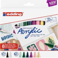 Edding Acrylic Preto, Azul, Castanho, Verde, Azul Claro, Rosa, Roxo, Branco, Amarelo 8 unidade(s)