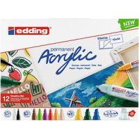 Edding Acrylic Preto, Azul, Verde, Azul Claro, Verde claro, Rosa, Roxo, Vermelho, Branco, Amarelo 12 unidade(s)