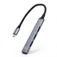 Ewent EW1145 hub de interface USB 3.2 Gen 1 (3.1 Gen 1) Type-C 5000 Mbit/s Cinzento, Prateado