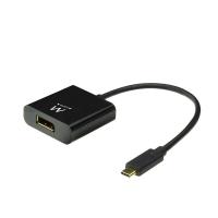 Ewent EW9825 adaptador de cabo de vídeo 0,15 m USB Type-C DisplayPort Preto