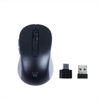 Ewent Rato sem fios 2.4GHz USB-A com botões silenciosos e adaptador Type-C