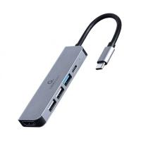 Gembird A-CM-COMBO5-03 base & duplicador de portas Com fios USB 3.2 Gen 1 (3.1 Gen 1) Type-C Prateado