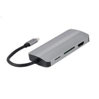 Gembird A-CM-COMBO8-02 base & duplicador de portas Com fios USB Type-C Prateado