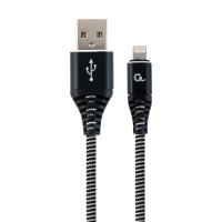 Gembird Premium cotton braided Type-C USB charging and data cable, 1 m, black/white, ver imagem 1 de 2