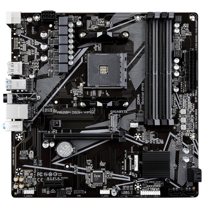 GIGABYTE A520M DS3H WIFI6E AMD A520 Socket AM4 micro ATX — imagem 2 de 8