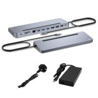 i-tec C31FLAT2PDPRO100W base & duplicador de portas Com fios USB 3.2 Gen 1 (3.1 Gen 1) Type-C Prateado