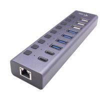 i-tec CACHARGEHUB9LAN hub de interface USB 2.0 Type-C 5000 Mbit/s Cinzento