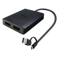 i-tec CADUAL4KDP adaptador de cabo de vídeo 0,27 m USB Type-A/USB Type-C 2 x DisplayPort Preto