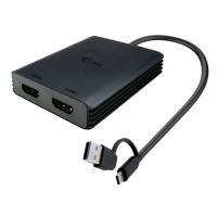 i-tec CADUAL4KHDMI adaptador de cabo de vídeo 0,27 m USB Type-A/USB Type-C 2 x HDMI Preto
