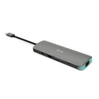 i-tec Metal C31NANODOCKLANPD base & duplicador de portas Com fios USB 3.2 Gen 1 (3.1 Gen 1) Type-C Prateado, Turquesa