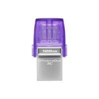Kingston Technology DataTraveler microDuo 3C unidade de memória USB 128 GB USB Type-A / USB Type-C 3.2 Gen 1 (3.1 Gen 1) Aço inoxidável, Roxo