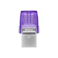 Kingston Technology DataTraveler microDuo 3C unidade de memória USB 64 GB USB Type-A / USB Type-C 3.2 Gen 1 (3.1 Gen 1) Roxo, Aço inoxidável