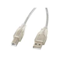 Lanberg CA-USBA-12CC-0030-TR cabo USB USB 2.0 3 m USB B Transparente