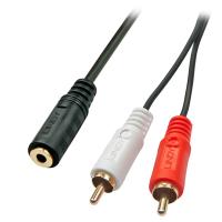 Lindy 35677 cabo de áudio 0,25 m 2 x RCA 3.5mm Preto, Vermelho, Branco