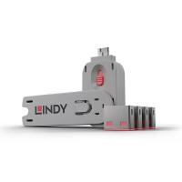Lindy 40450 bloqueador de porta Bloqueador de portas + chave USB Type-A Rosa Acrilonitrila butadieno estireno (ABS) 5 unidade(s)