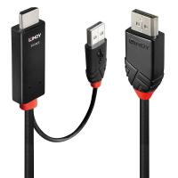 Lindy 41498 adaptador de cabo de vídeo 1 m HDMI + USB Type-A DisplayPort Preto